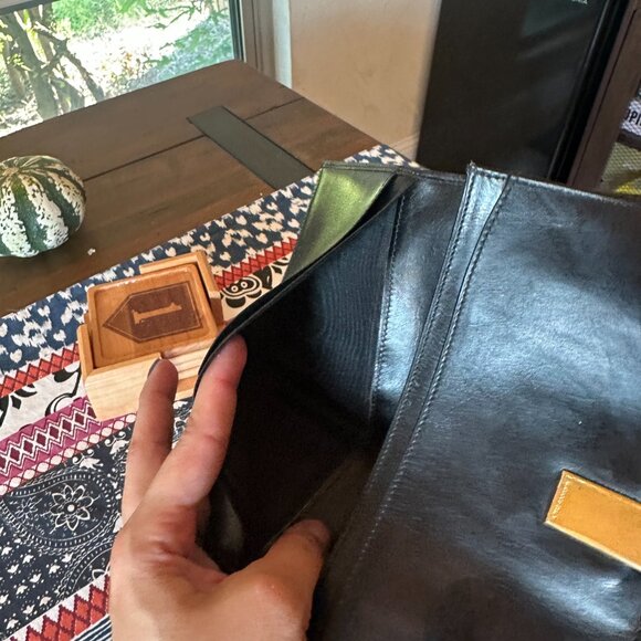 Gucci Black Leather Long Wallet Sherry Line Foldover Clasp, Vintage and Rare - Picture 9 of 13